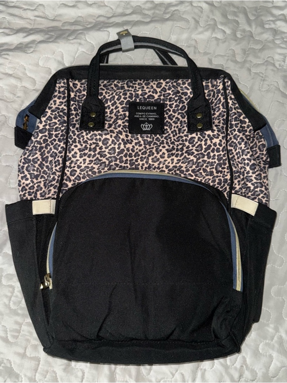 Leopard Print Diaper Bag Backpack Insulated Pockets